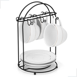 Suporte Organizador Para 6 Xicaras Pires de Cafe Para Mesa Aco Preto Arthi em Oferta na Shopee