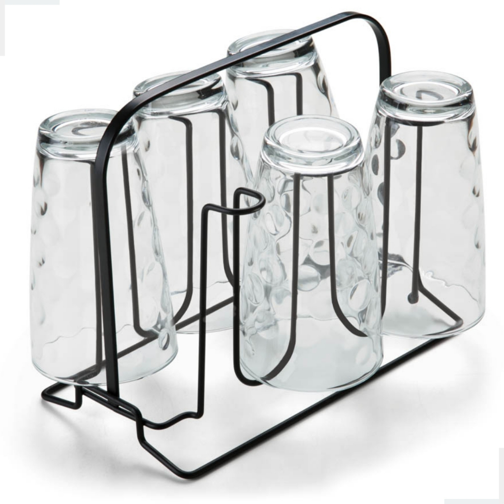 Porta Copos Escorredor Suporte Copos Para 6 Copos Cozinha Mesa Preto Arthi