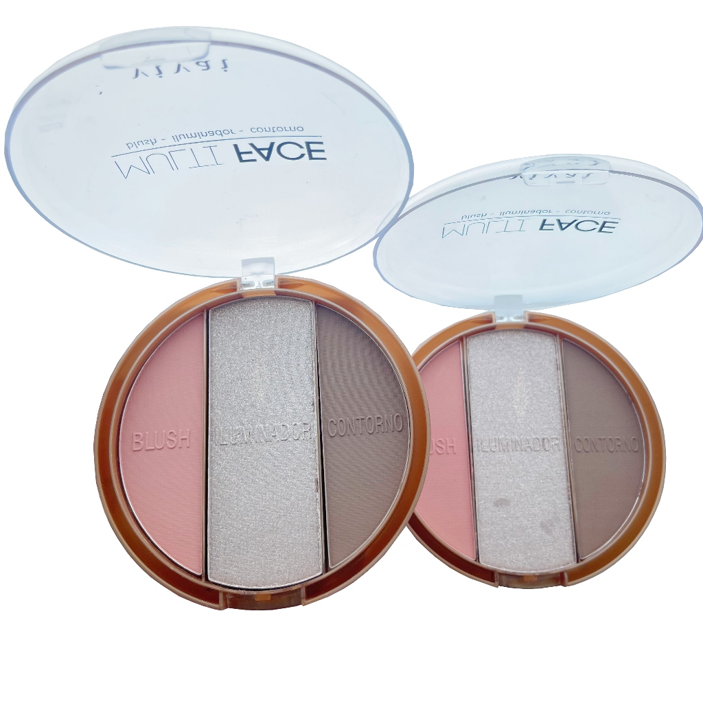 Paleta 3 em 1 Multi Face Vivai Blush Iluminador Contorno Pigmentação Incrível