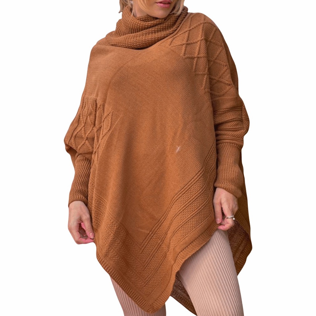 Kimono Poncho Blusa Tricô Casaco Moda Feminina Outono Inverno