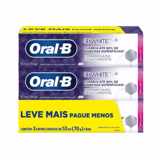 KIT COM 3 - Creme Dental White Brilhant Fresh 70g - Oral-B/3D. em Oferta na Shopee
