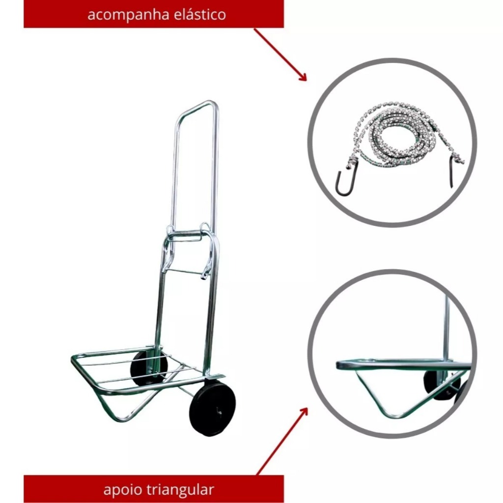 Carrinho De Mão Dobrável Bagagem Carga Maleiro 100kg