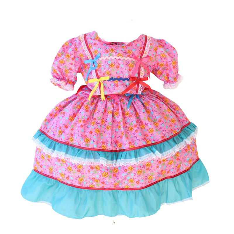 Vestido Festa Junina Infantil Caipira Festa Junina São João Caipirinha Super Luxo
