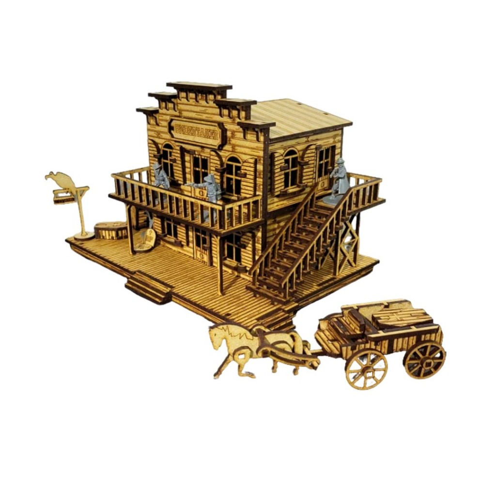 Mini Casa Funerária+Vagão Velho Oeste, Quebra-cabeça 3d MDF