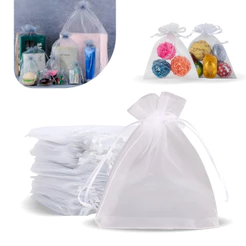 Kit 50/100 Saquinho Organza Branco 7x9 / 9x12 / 10x15 Lembrancinha Festas Presente Jóias