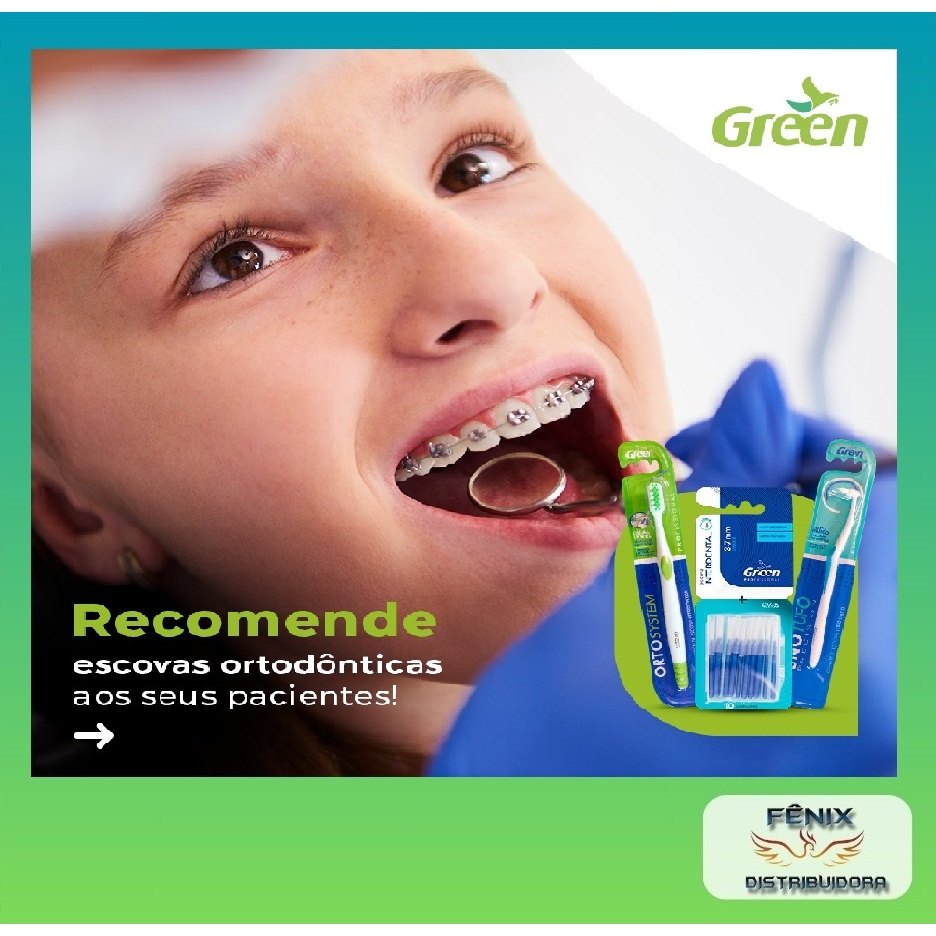 KIT C/3 ESCOVAS DE DENTES,SENDO 1 ORTOSYSTEM+1 UNOTUFO+1 INTERDENTAL/LINHA ORTODÔNTICA-DA GREEN