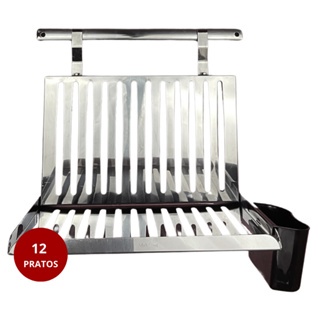 Escorredor Louca Aço Inox Parede Secador Dobrável 12 Pratos Mak Inox Original