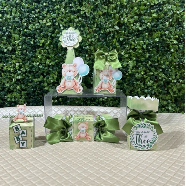 Personalizados Chá de bebê Ursinho - Ursinho Aquarela - PEGUE E MONTE - Lembrancinhas - Personalizados - festa infantil