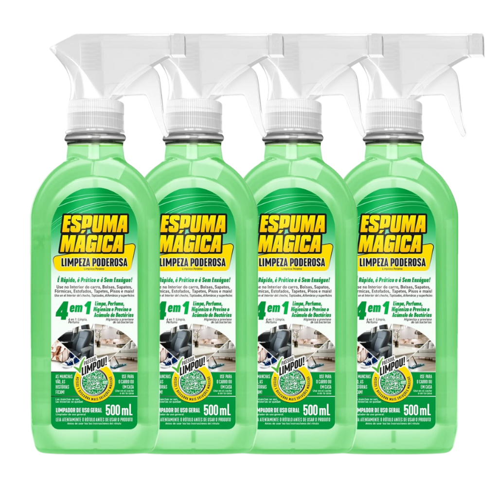 Kit C/ 4  Espuma Mágica C/ Borrifador Limpeza Poderosa 500ML em Oferta na Shopee