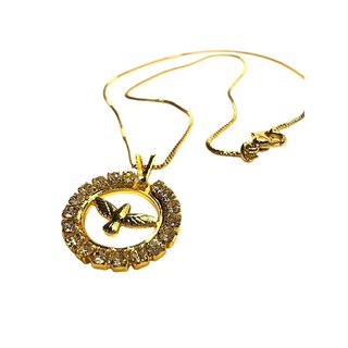 Colar Folheado do Divino Espirito Santo com acabamento em strass, corrente folheada