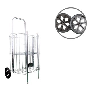 Carrinho Mão Compras Feira Dobrável Prata - Completo Super Resistente