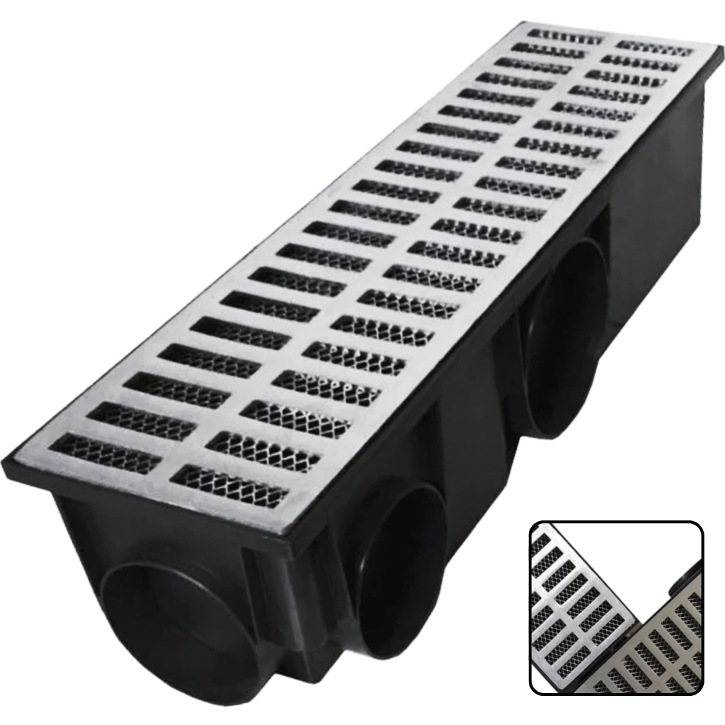 Ralo Linear Grelha Alumínio 15x50 Grande Coletor saída 75mm e 100mm Modular Resistente Alta vazão área externa em Oferta na Shopee