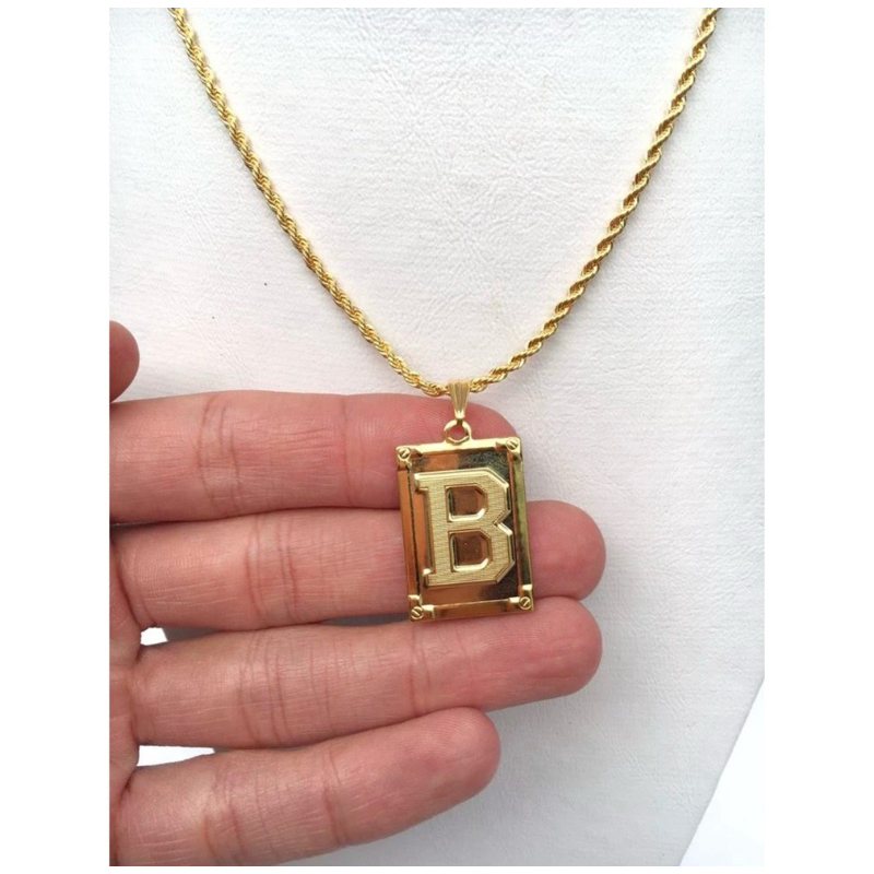 Colar Letra Inicial Nome Pingente Folheado a Ouro 18k Corrente Cordão baiano Feminino