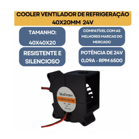Microventilador Caracol Cooler Ventoinha Radial Redondo DC 40X40X20 Fan 24V Impressora 3d Fan 2 Pinos 4cm 40mm
