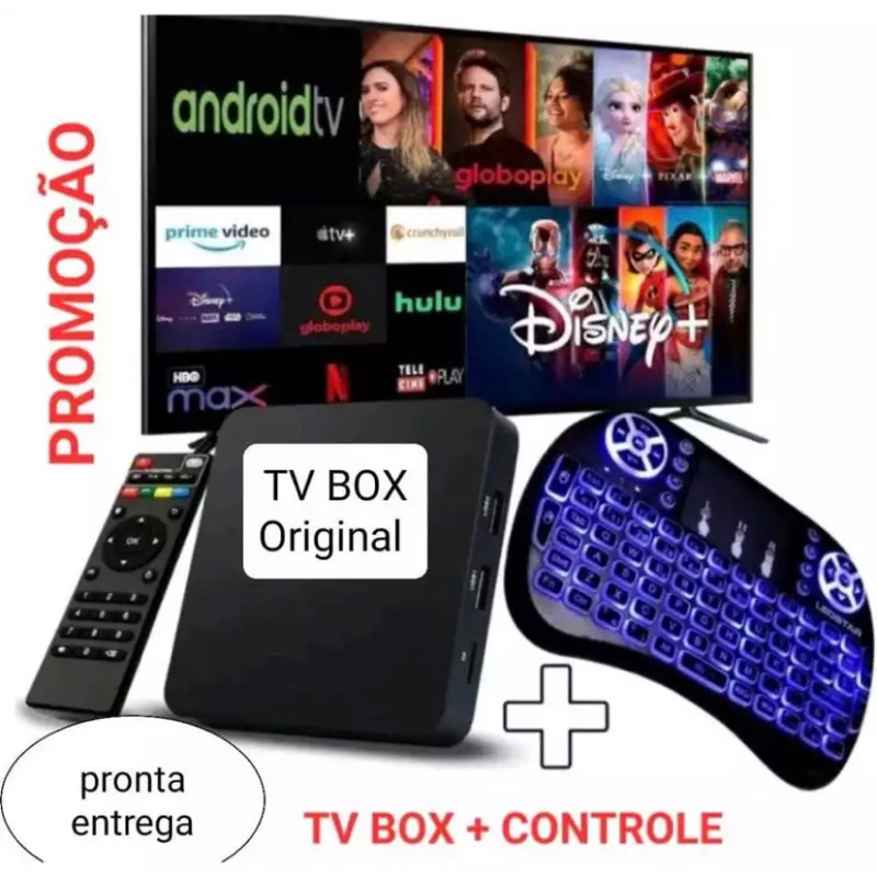 *versão 2024*ultima geração mini teclado de led + conversor smart tv HD 4k digital 128gb ram 512gb rom android 12.1envio imediato aparelho para tv virar smar tv