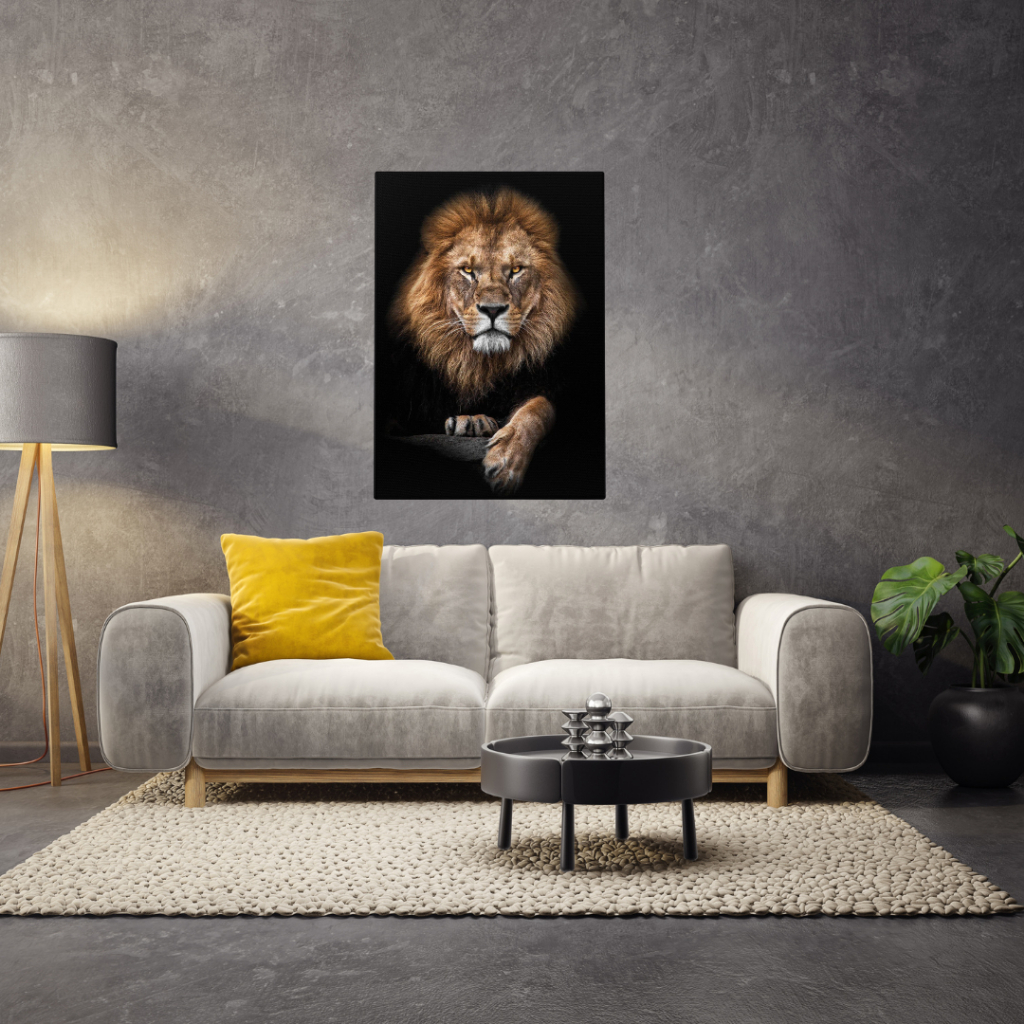 Detalhes do Quadro Decorativo Leão Selvagem Moderno Premium.