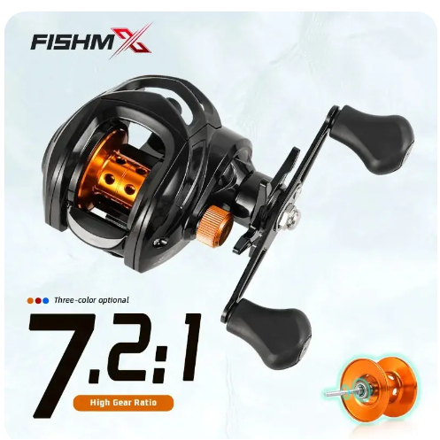 CARRETILHA DE PESCA FISHMX 2000 DOURADA - ENGRENAGEM DE 7.2:1 - PRETA E DOURADA - 10KG DRAG POWER