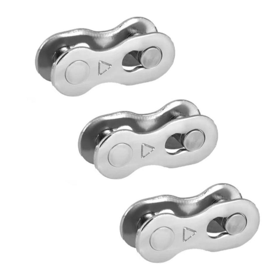 Kit de 3 Power links 6V/7V/8V Cromados Bike NIPARTE para Correntes Index Fina de Bicicletas de 18V/21V/24 Velocidades