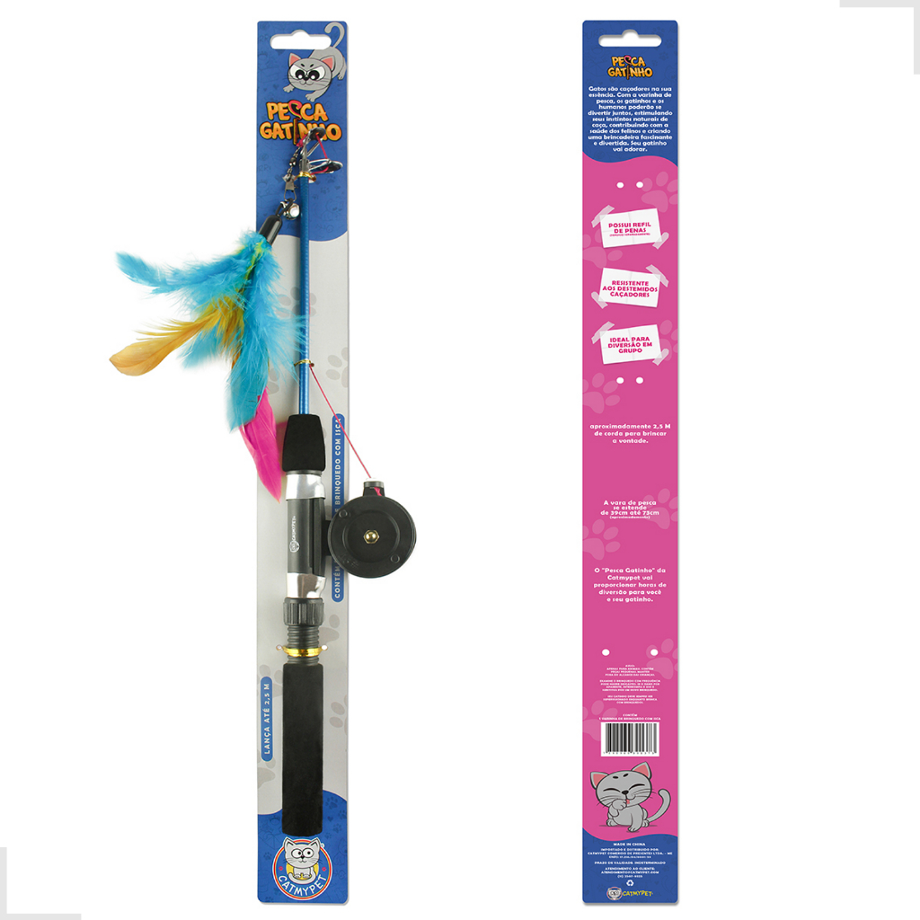 Brinquedo Interativo Para Gatos Pets Varinha Interativa De Pesca Vara Com Isca Pena Peninha Catmypet