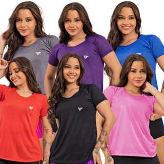 Kit 6 Camiseta Academia Feminina Dry Fit Treino Blusa Caminhada Treino Musculação em Oferta na Shopee