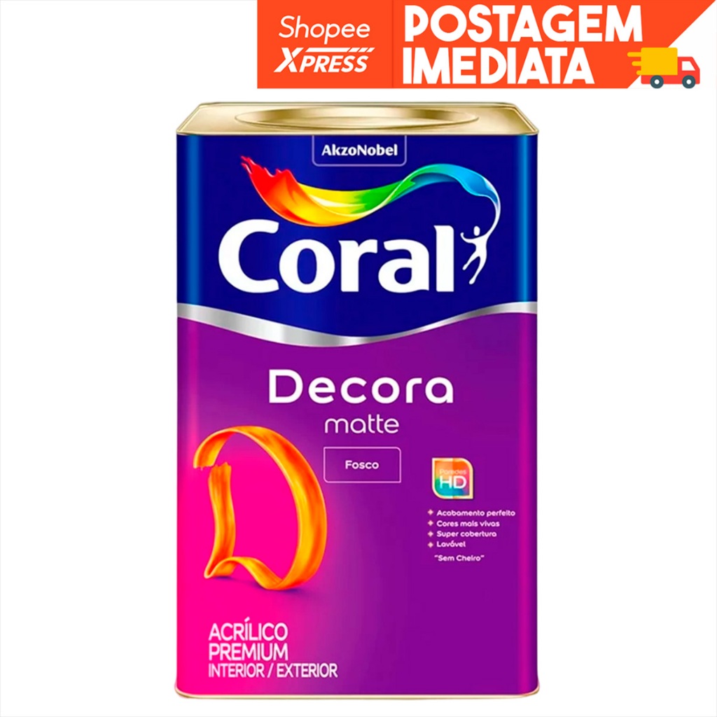 Tinta Coral Decora Matte Premium 18l Acrílico Fosco Cores
