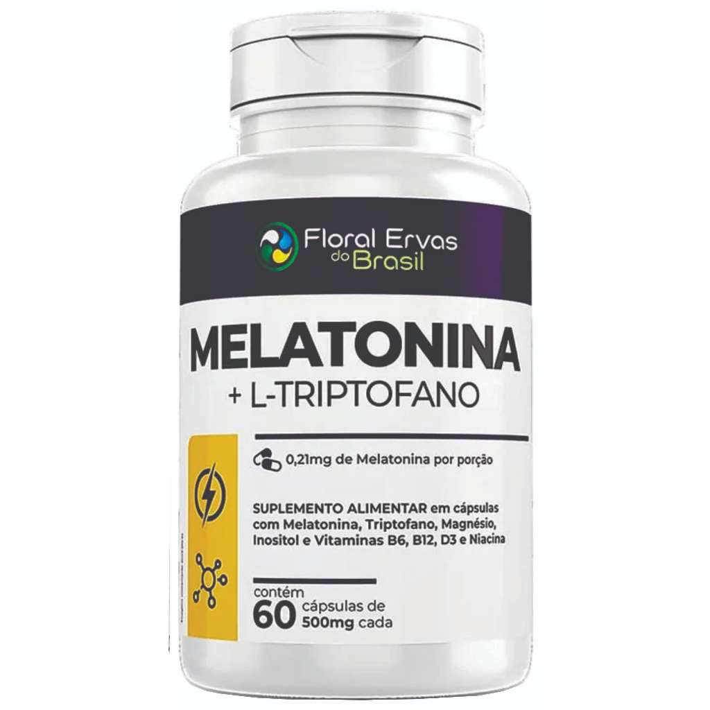 Triptofano Melato 0,21 mg Suplemento Sono 60 Cápsulas 500 mg Vitaminas 1frasco Floral Ervas