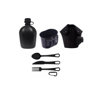 Kit Aventura Cantil + Porta Cantil + Caneco + Talher De Campanha Bélica em Oferta na Shopee