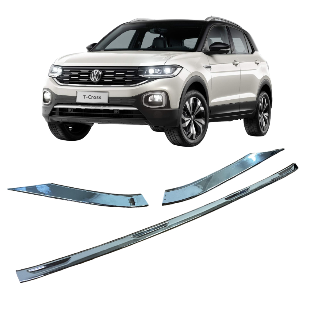 Friso Aplique Grade Dianteira Frontal T Cross 2019 2020 2021 2022 Cromado