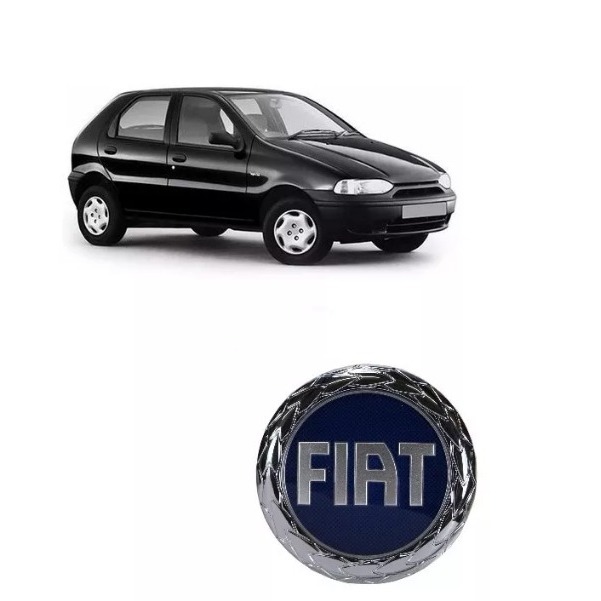 Emblema Capo Curvo Com Parafuso /Fita Palio Young 96 97 98 99 00 01 02  Azul/Vermelho Diâmetro 6.5