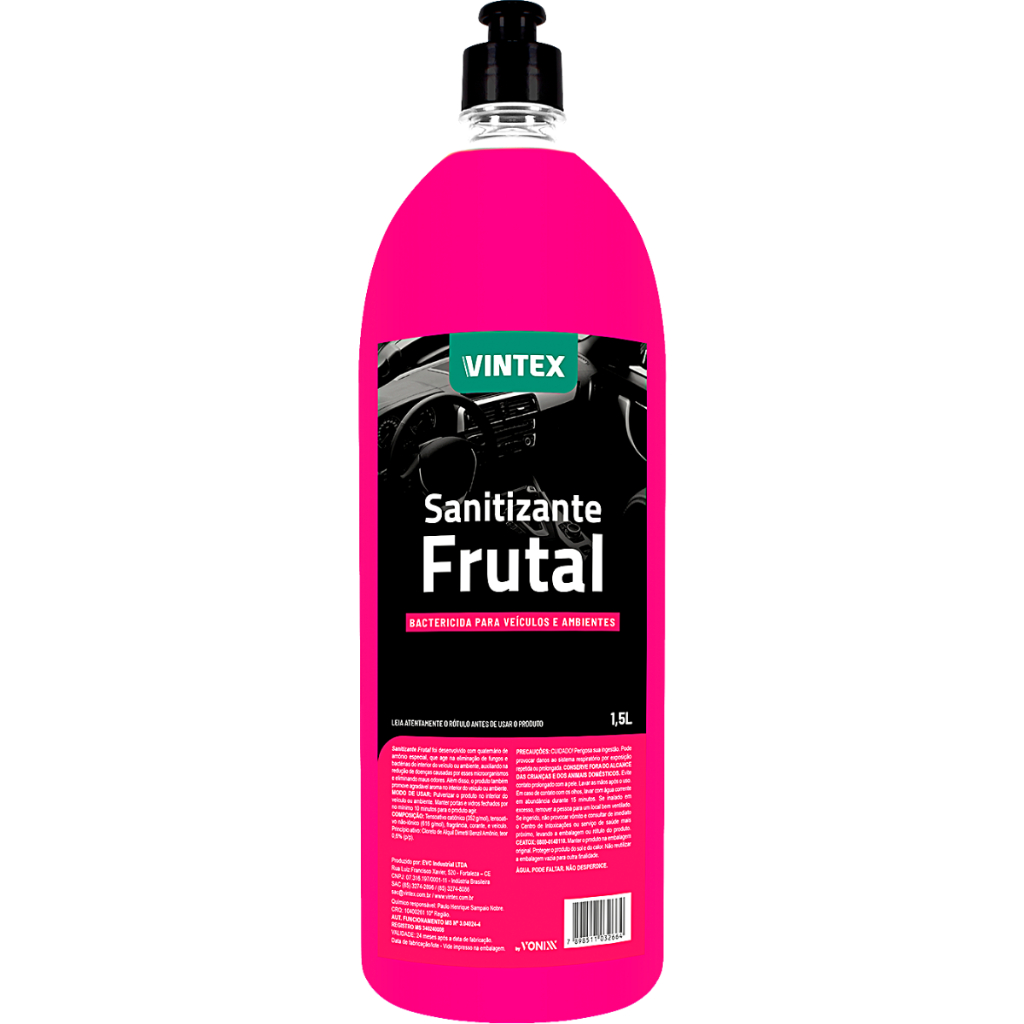 Sanitizante Frutal 1,5 L Cheirinho Para Veiculos em Geral Vintex