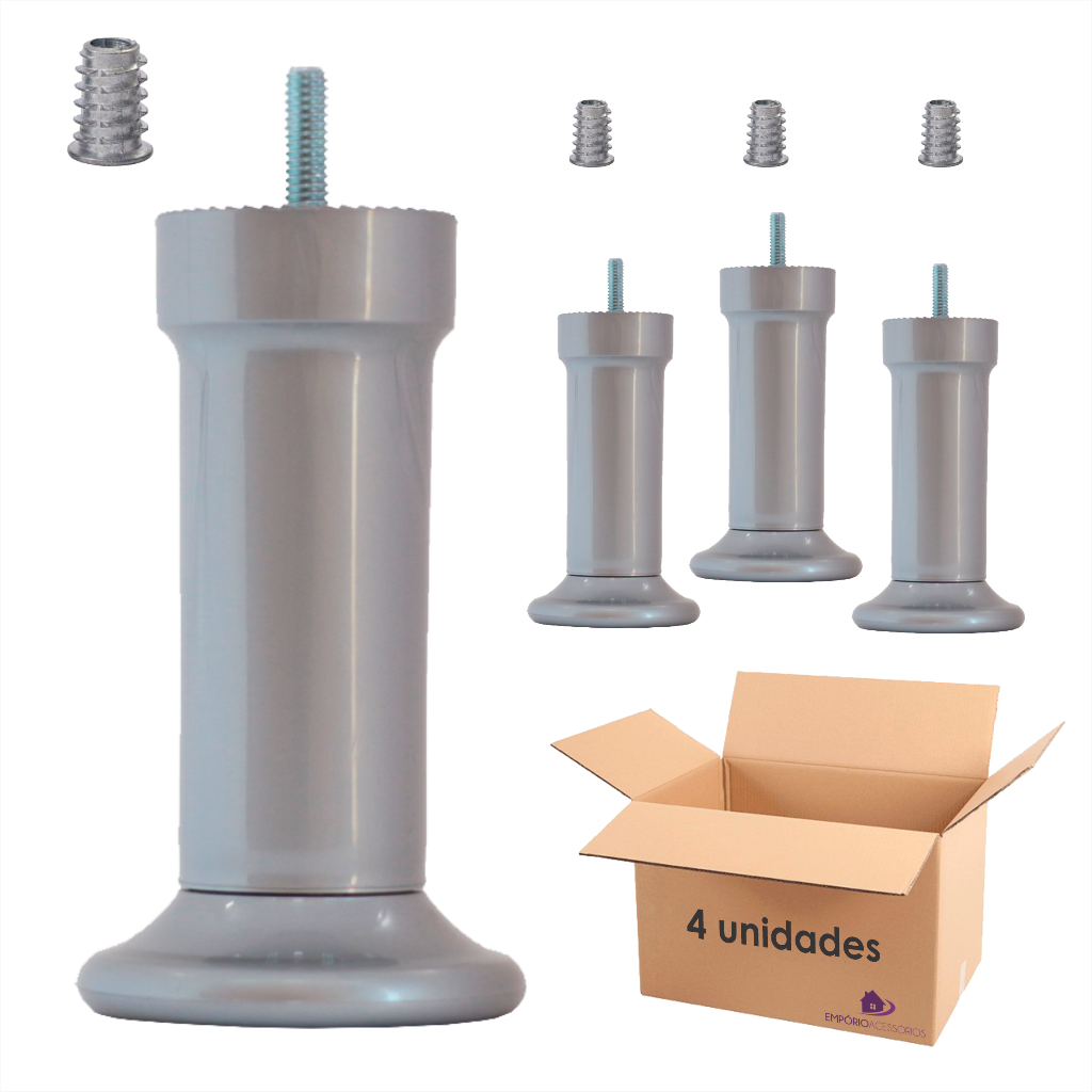 Kit 4 Pé Para Cama Box Castor Gazin Ortobom Torre 13cm em Oferta na Shopee