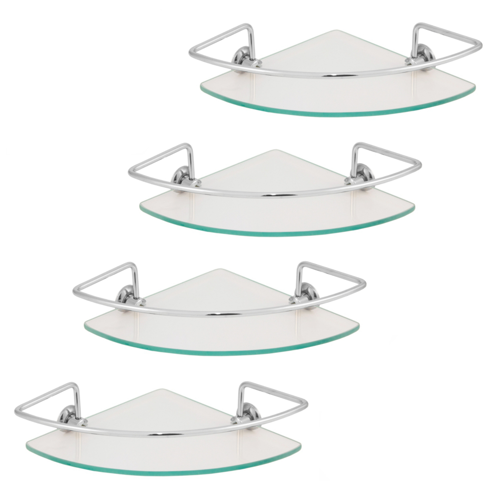 Kit com 04 Porta Shampoo Suporte De Banheiro Shampoo Canto Vidro 6mm em Oferta na Shopee