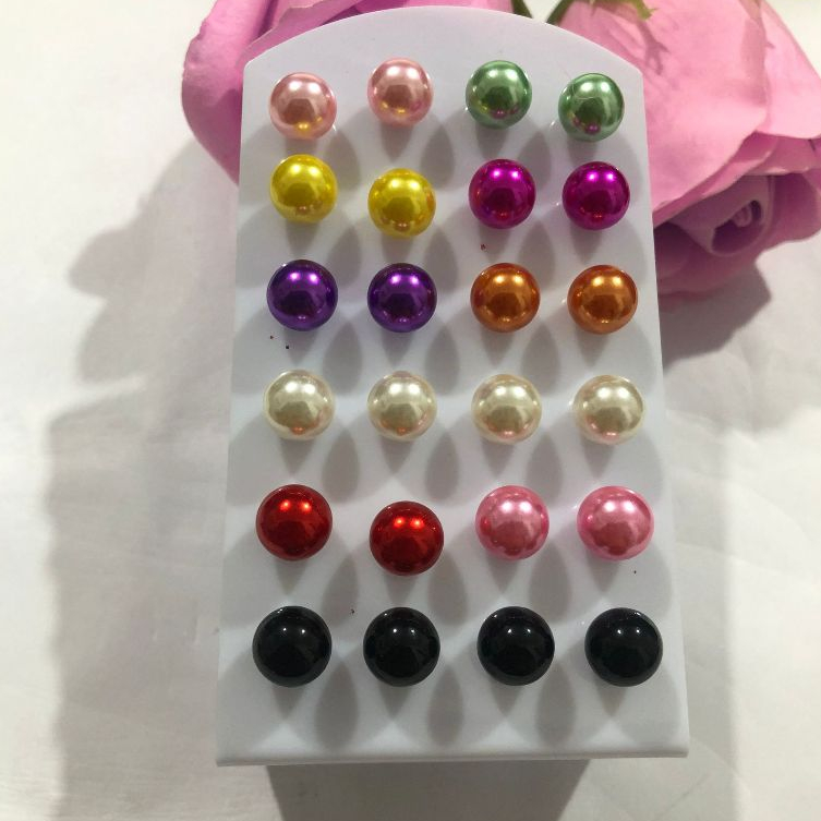 12 Pares Brincos Pérola Brinco Bijuterias/Colorido/8mm em Oferta na Shopee