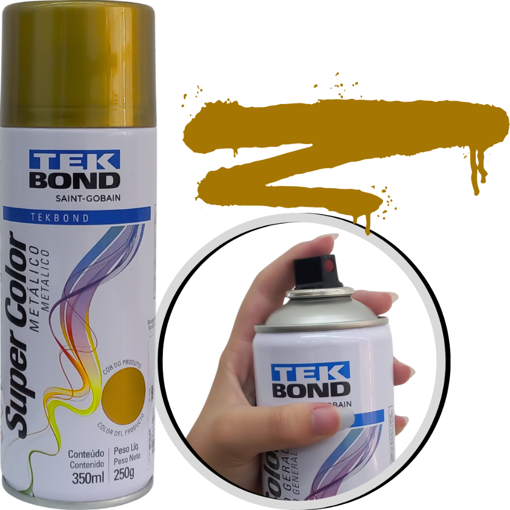 Tinta Spray Super Color Ouro Metálico 350ml Tekbond em Oferta na Shopee