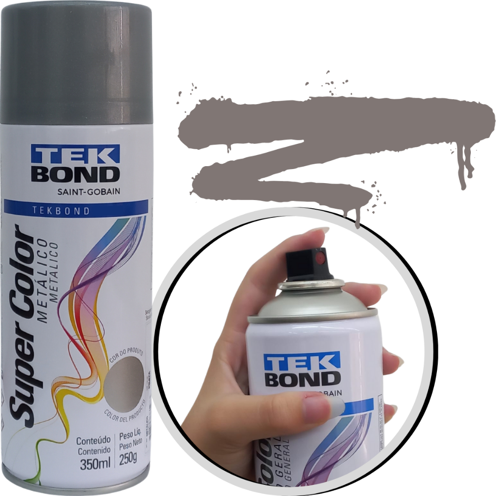 Tinta Spray Super Color Prata Metálico 350ml Tekbond em Oferta na Shopee