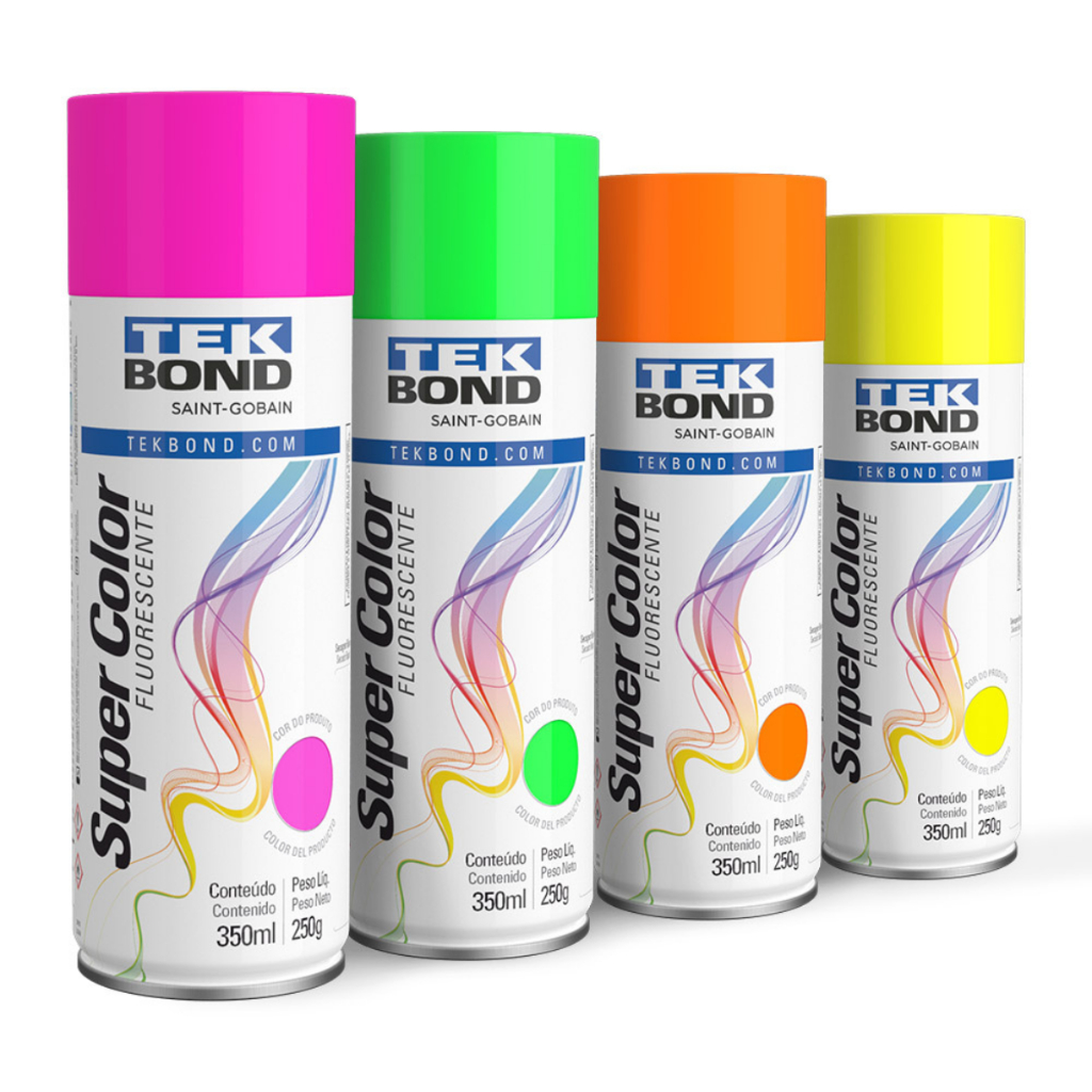 Tinta Spray Super Color Fluorescente 350ml Tekbond Várias Cores - Home & Living