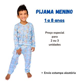 Pijama Infantil Masculino Conjunto Calça e Blusa Estampas Variadas 1 a 8 anos em Oferta na Shopee