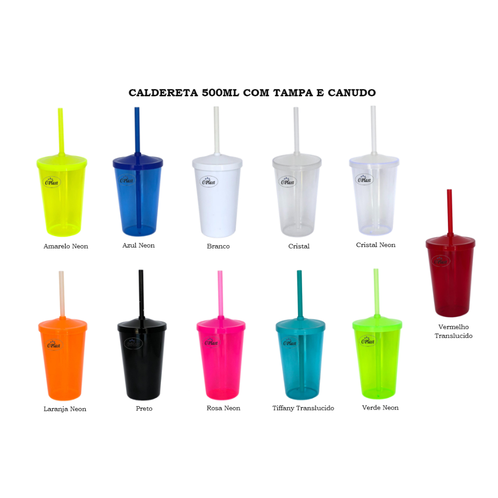 25 Copos Caldereta 500ml em Acrilico com tampa e canudo - Lindos e Resistentes - Festas e Brindes!