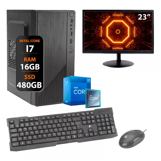 Computador Pc I7 3770 16gb Ssd 480gb Monitor 23 + Wifi + Bluetooth