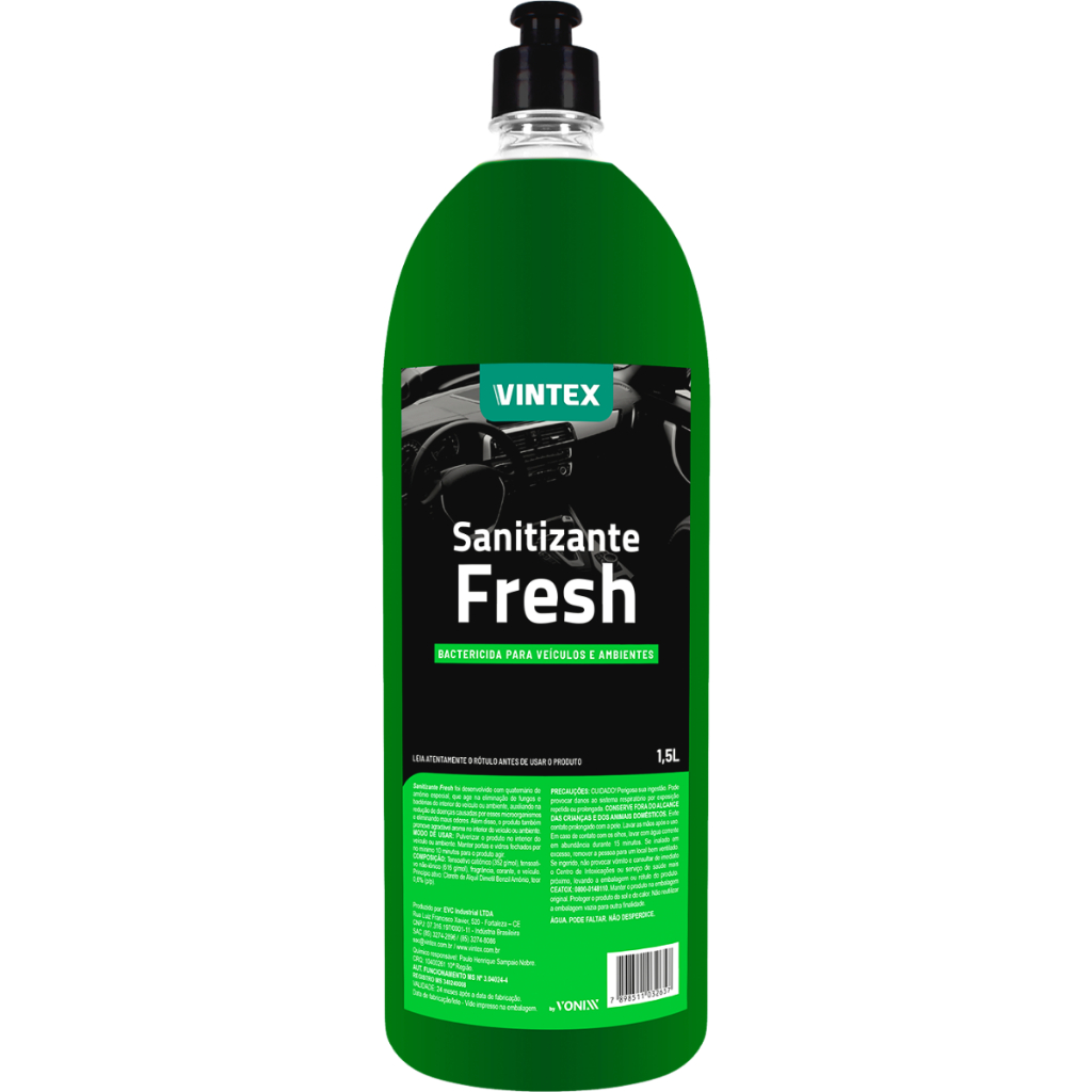 Produto para passar no interior do veiculo após lavagem cheirinho Fresh 1,5 L Sanitizante Vintex em Oferta na Shopee