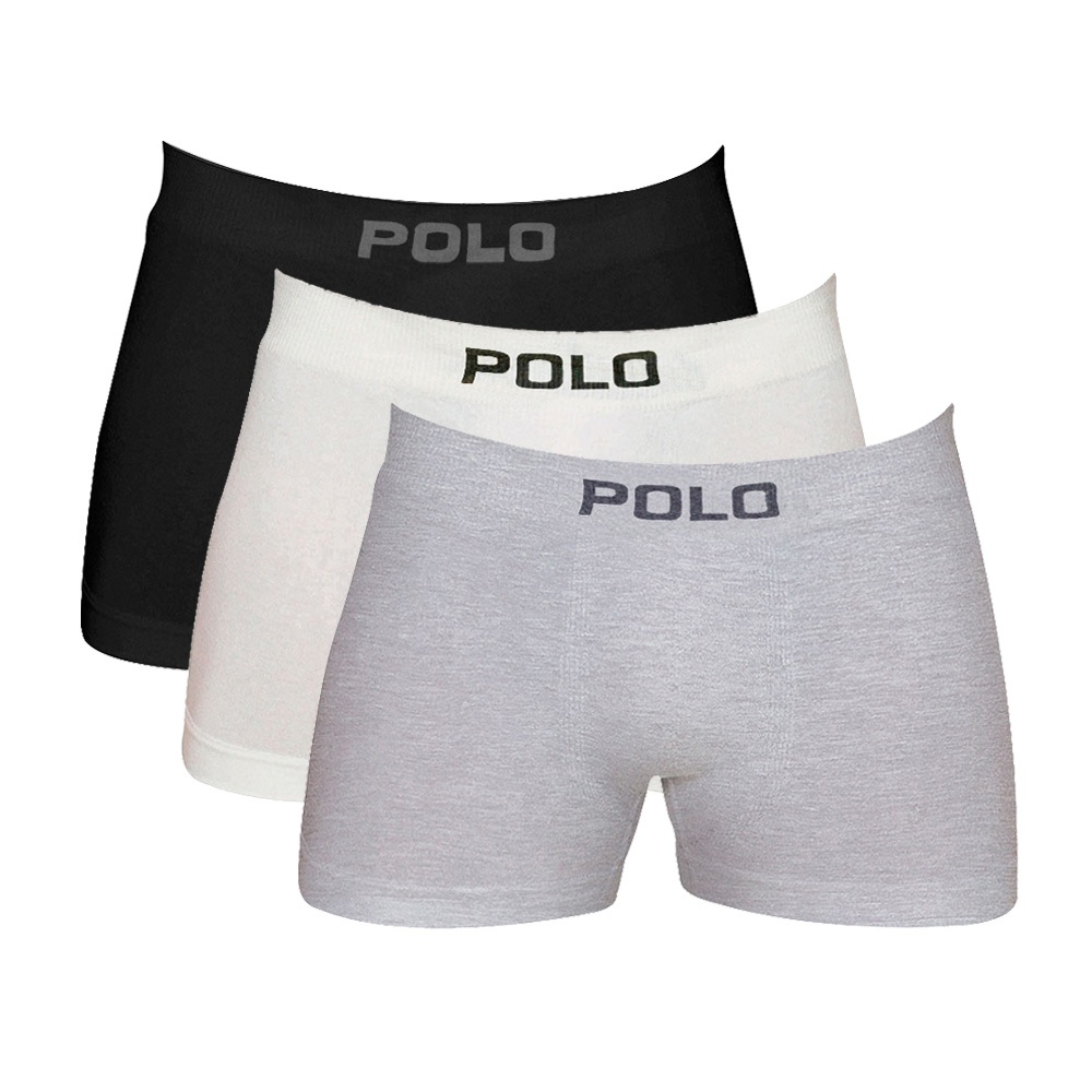Kit C/3 Cuecas Boxer Polo 781 Algodão Sem Costura Sortido em Oferta na Shopee