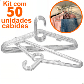 Cabide Acrilico adulto 50 unidades Transparente Reforçado em Oferta na Shopee