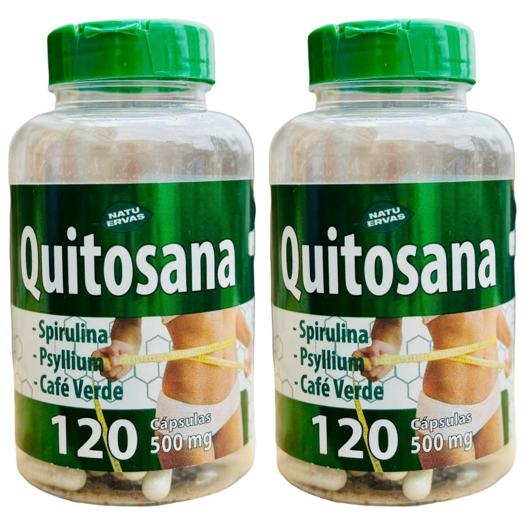 NATU - Quitosana Spirulina, Psyllium e Café Verde 120 cápsulas (cada) 500mg