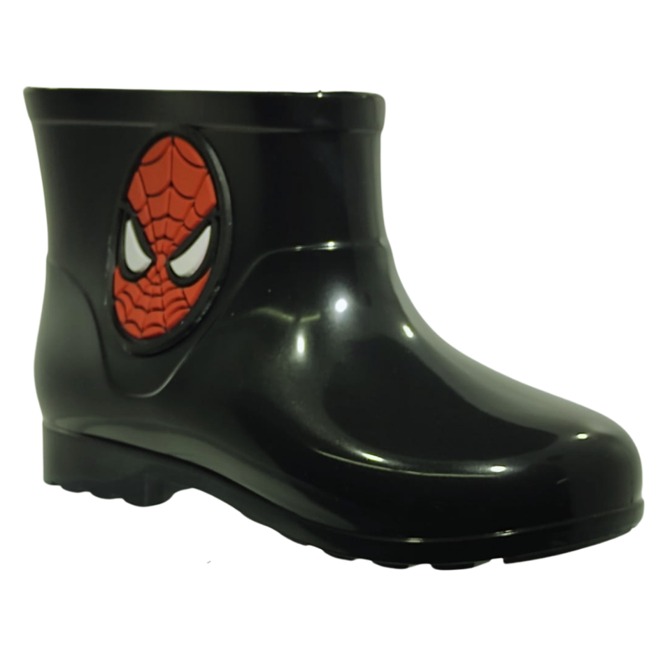 Galocha Bota Homem Aranha Menino Botinha Preta Para Chuva Frio Impermeavel Para Caminhada Escola Colegio