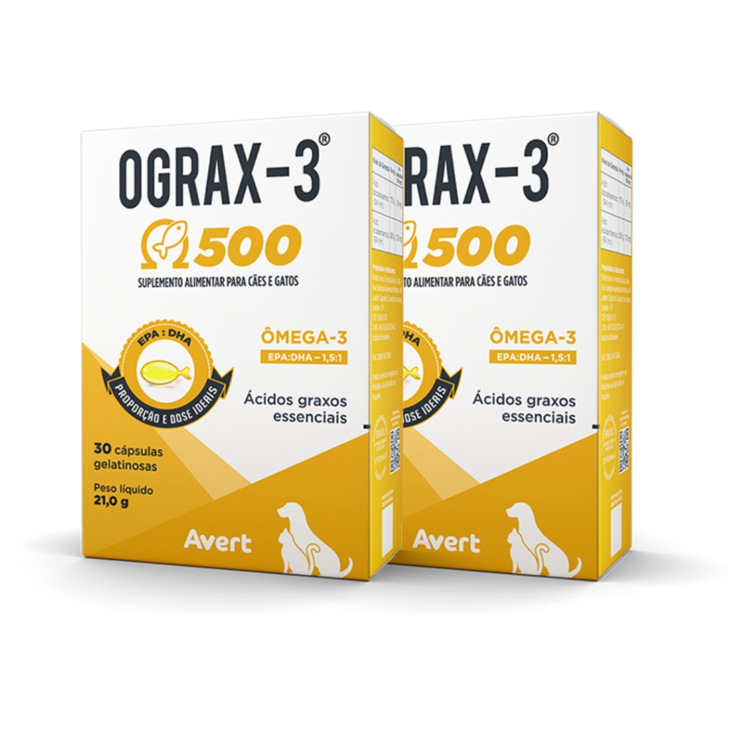 Kit 2x Suplemento Avert Ograx-3 500mg 30 Cápsula