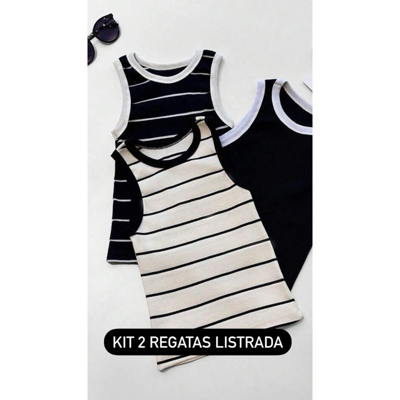KIT COMBO 2 BLUSAS Regata Listrada Canelado Ribana Listra