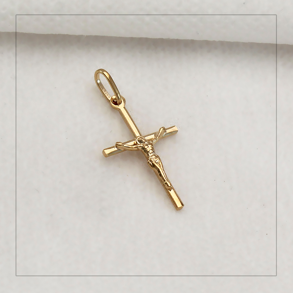 | SEMI JOIA | Pingente Cruz Crucifixo Detalhado Liso Banhado em Ouro Legítimo 18k