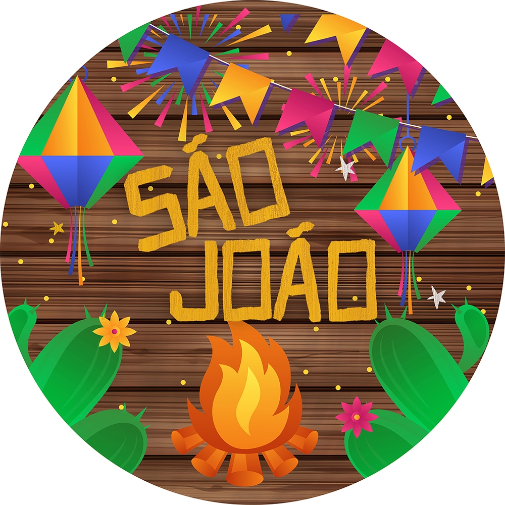 Capa para Painel Redondo São João Tecido Sublimado Veste Fácil 1,50mx1,50m Festa Aniversário Junina Junino Arrail Arraia