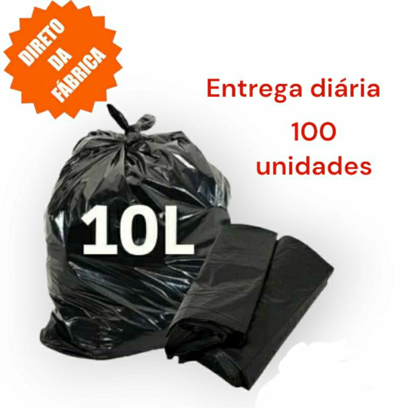 Kit com 100 Sacos de Lixo até 10 Litros Preto OFERTA em Oferta na Shopee