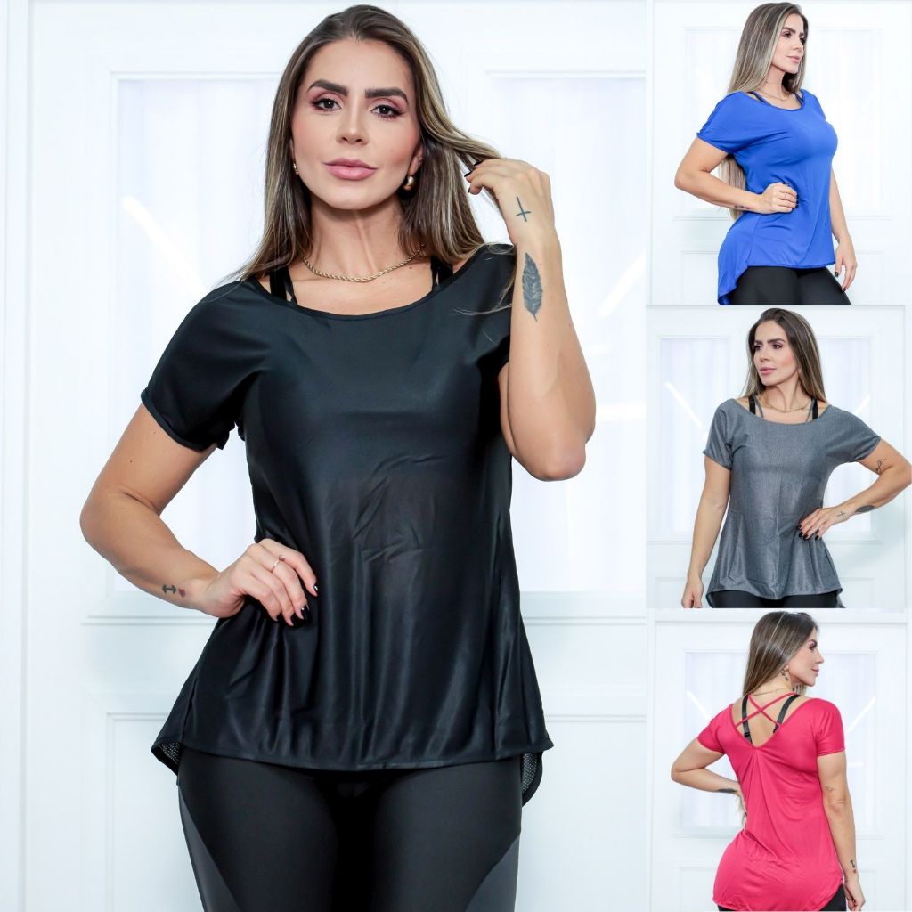 Blusa Mullet Fitness para Academia com Manguinhas em Dry Fit Secagem Rápida Fresco - Pronta Entrega em Oferta na Shopee